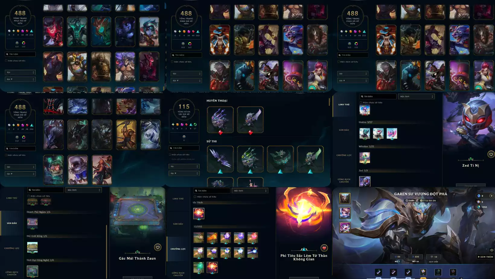 Ảnh LOL 488 SKIN 4 CAM 10 TÍM 48 ĐỎ 253 SỬ THI  NHIỀU KHUNG (CÓ MORGANA PHÙ THUỶ KHUNG)